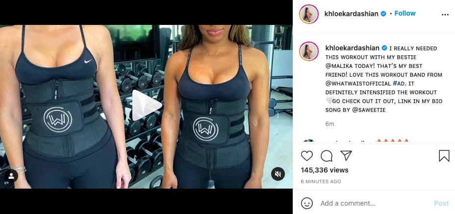 Khloé Kardashian posts What Waist Workout Video with Malika on